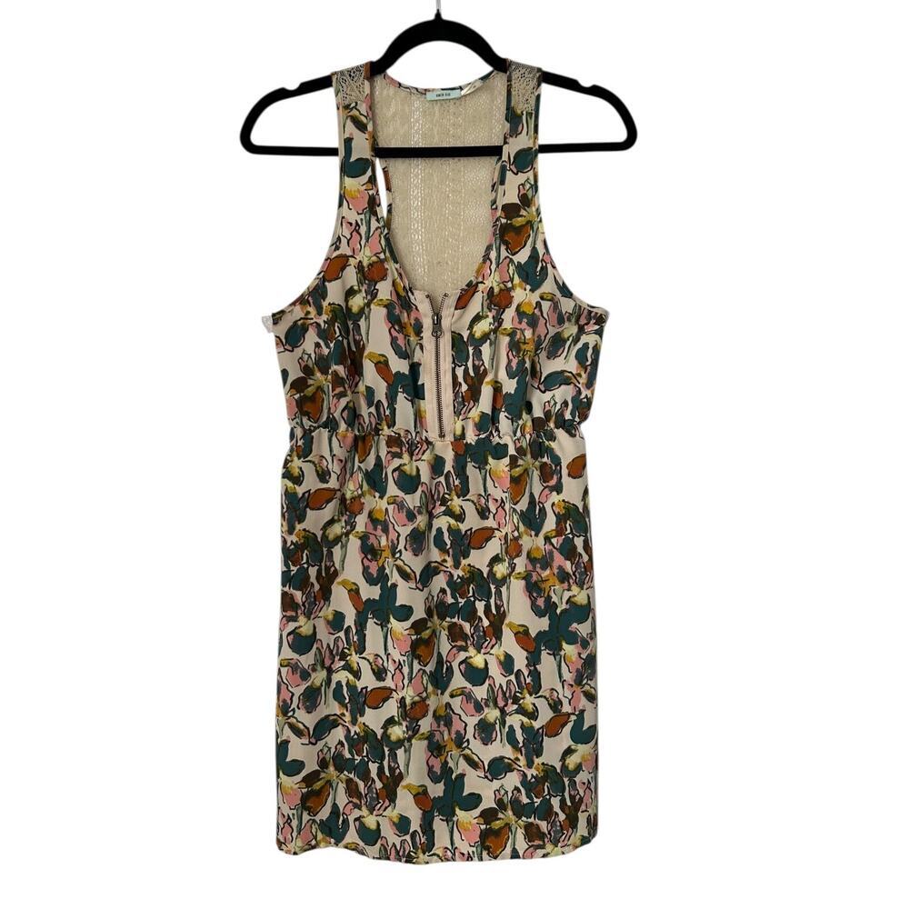 Kimchi Blue Top Size M Brown Floral Sleeveless Crochet‎ Sheer Halter Racerback